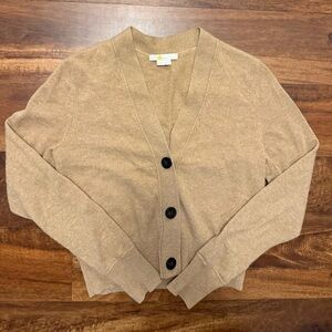 Boden Camel/Tan Cashmere V-Neck Button Cardigan